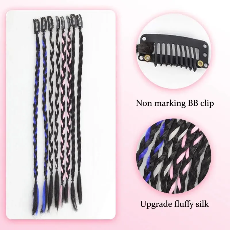 A card of sweet cool girl's boxing braid wig ponytail mini Fried Dough Twists braid color ear dye pigtail 8 pieces — image 4