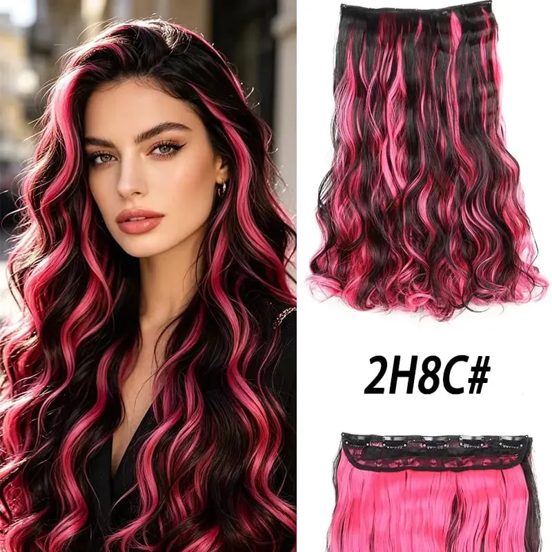 Synthetic 5 Clips in Hair Extensions Body wave Natural Hair Fake False Hair Piece Extentions For Women And Girl halloween wig — image 11