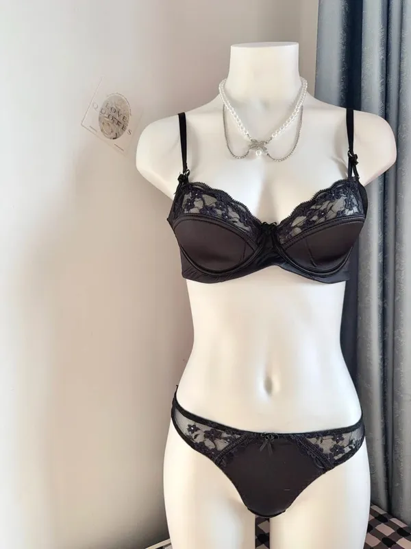 Popolare set reggiseno minimizzatore in pizzo rosso da donna mezza tazza ultra sottile busto grande supporto morbido festa nuziale luna di miele notte fuori vestito 32-38