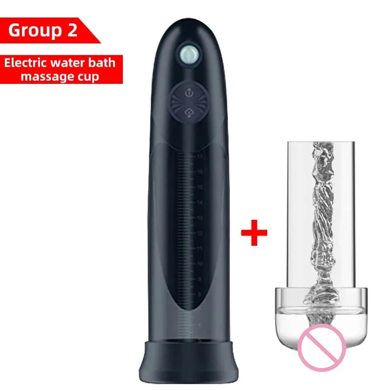 Electric Penis Pump Water Bath Penis Massage Enlarger Enlargement Vacuum Pump Penile Bigger Thicken Trainer Sex Toys for Men — image 8
