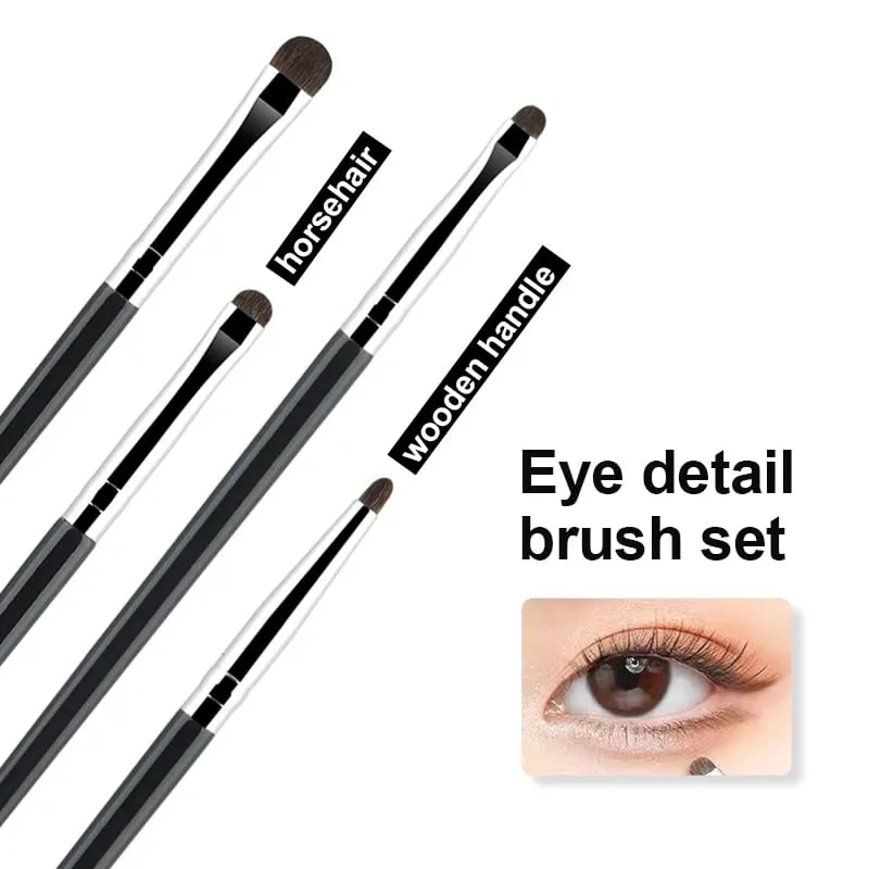 4pcs small eyeshadow brush Detail Makeup Brush Pony Hair Eye Makeup Eyeliner Brush Fine Smudge Concealer Portable Set