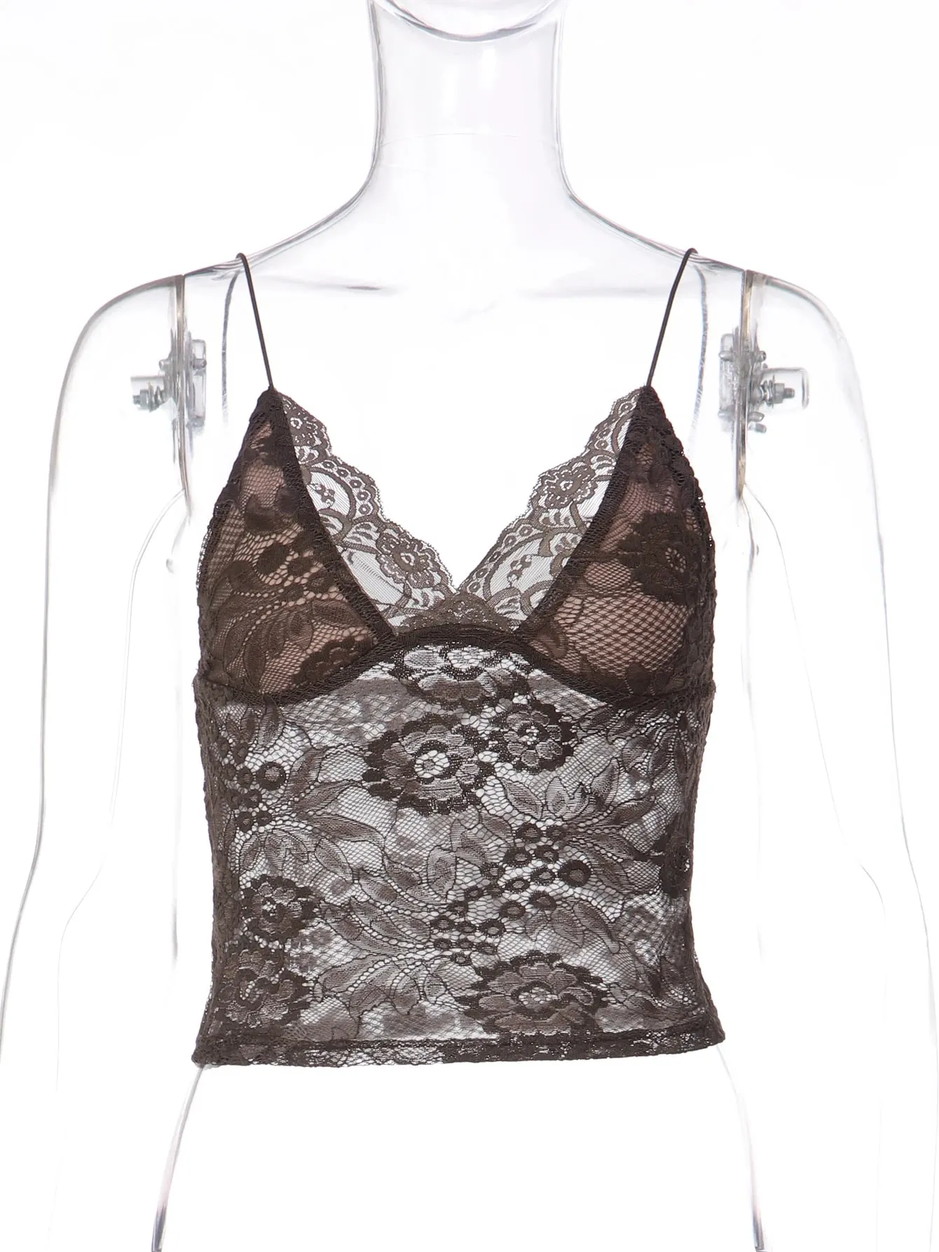 Dulzura Summer Fashion Sexy Backless See Through Lace Ruffles Camisole Women'S Casual Versatile Y2K Top Party Club Street Outfit