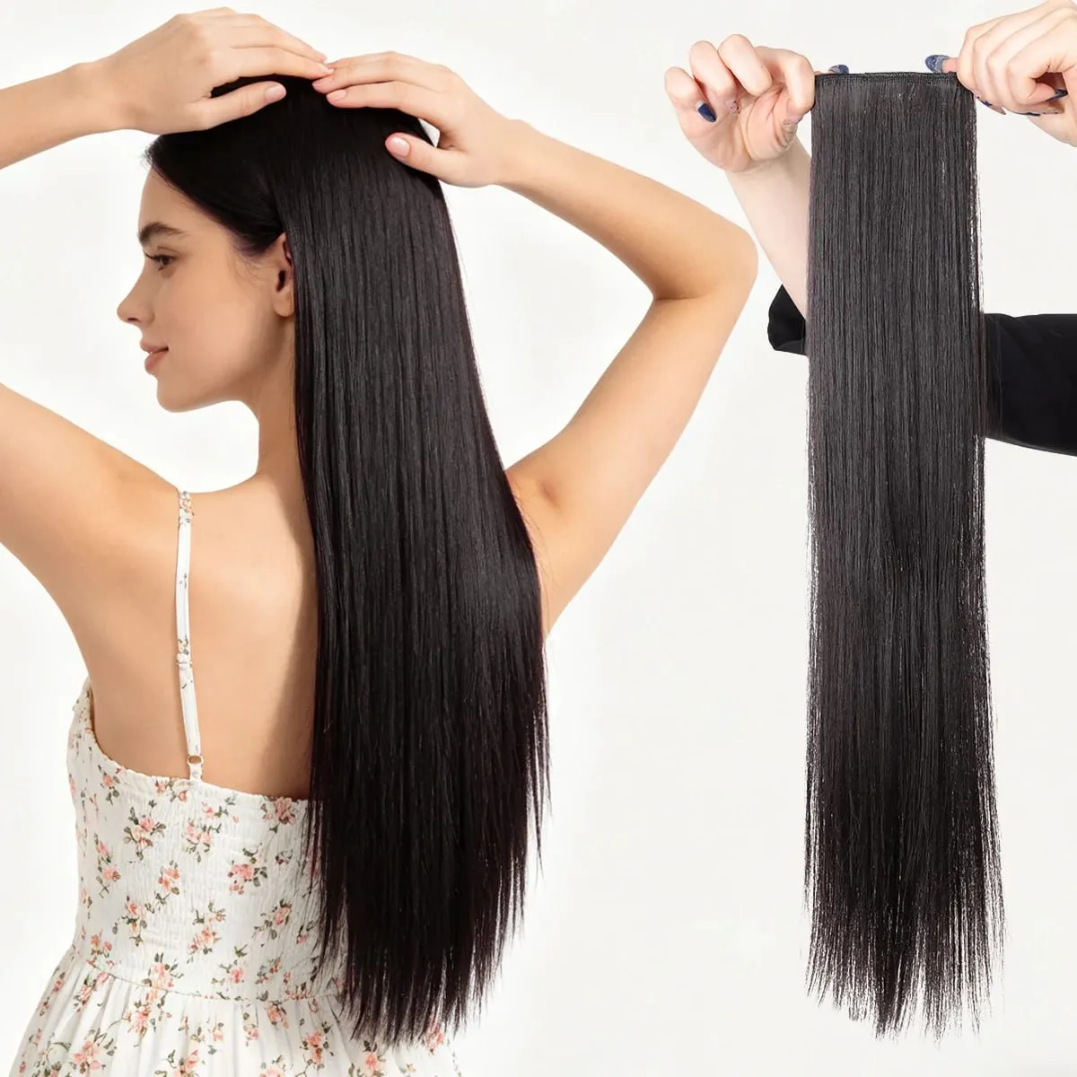 1 cái tổng hợp 16 “20"24" kẹp tóc Bộ tóc giả nữ nhẹ hàng đầu thay thế mái tóc dài thẳng