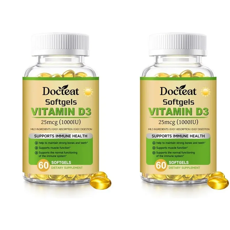 Docteat Vitamin D3 Softgels Supports Immune Health Helps Maintain Bones and Teeth for Adult Daily Requirement 60 Softgels — image 8