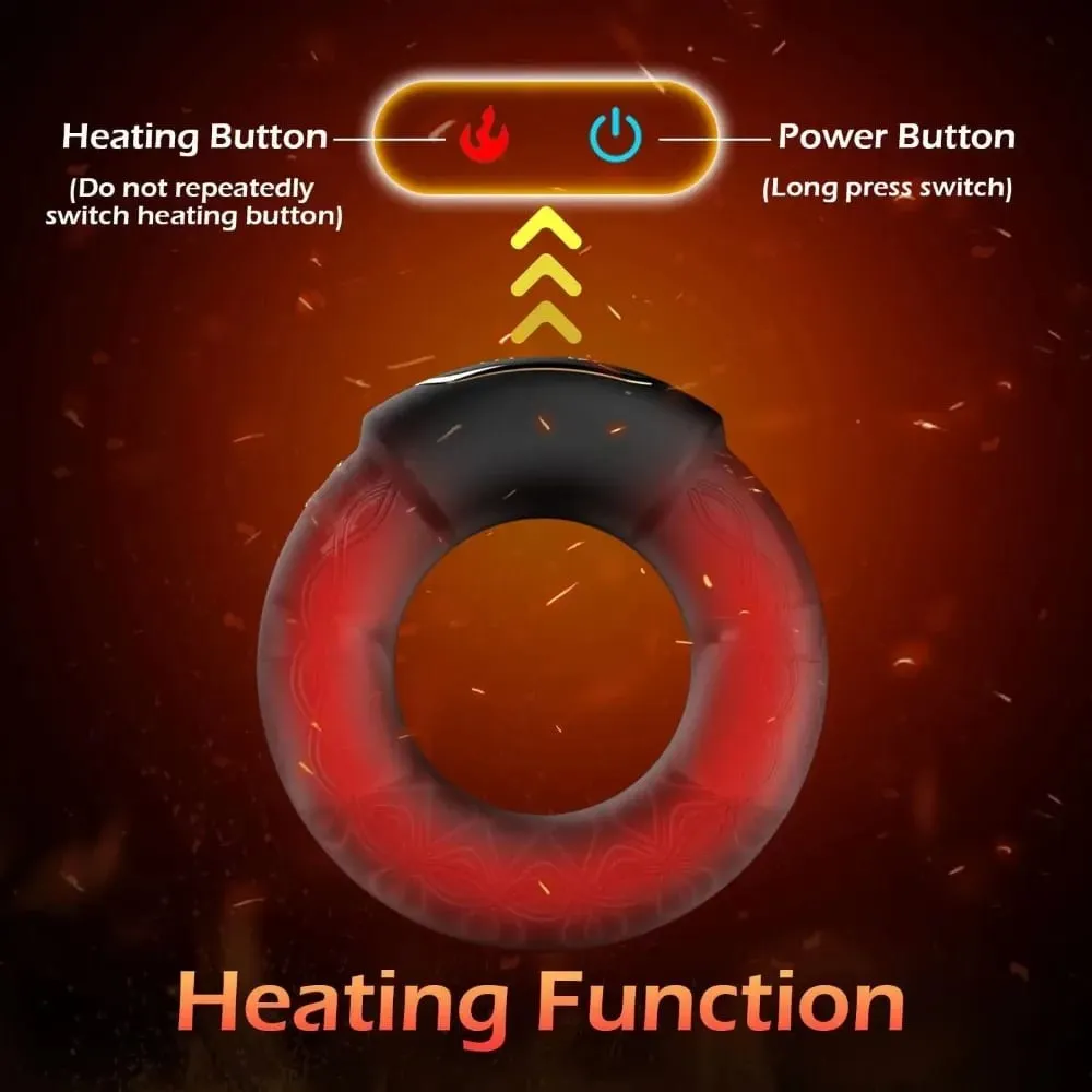 Vibrating Penis Cock Ring Penis erection Heating Vibrator Delay Ejaculation Penis massager 10-Frequency Vibration Men Sex Toys
