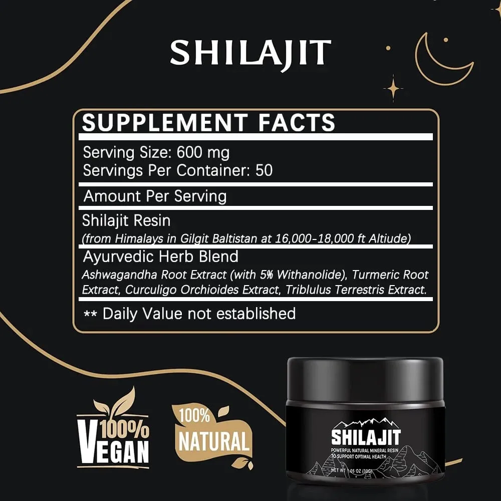 Original Siberian Pure Shilajit with Fulvic Acid & Trace Minerals & 85+ Humic Acid Supplement Gel for Energy & Immune System