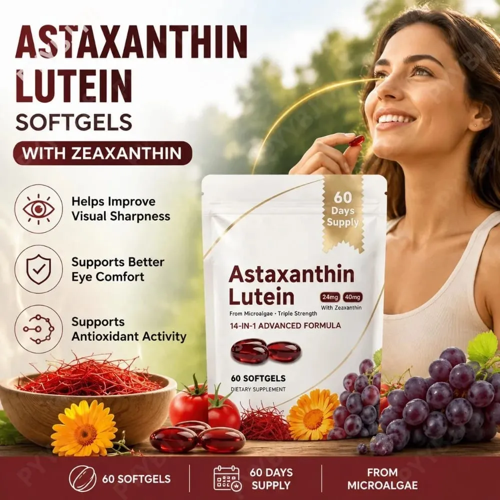 Triple Strength Eye Supplement Lutein Astaxanthin Zeaxanthin Vision Support for Screen Glare & Digital Eye Strain 60 Softgels — image 1