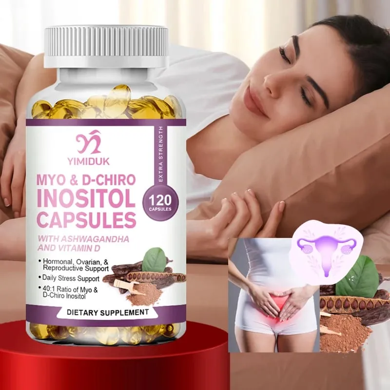 Myo Inosito Capsules & D-Chiro Inositol with Ashwagandha Root & Vitamin D3 Hormone Balance for Women Regulate Menstrual Cycle — image 2