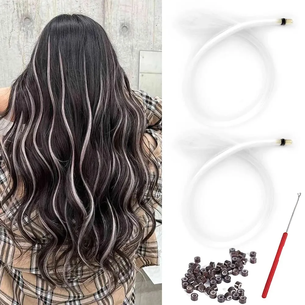 20 Strands Synthetic I-Tip Fusion Hair Extensions Party Colors 16" Straight Heat Resistant Highlight Feather Hairpieces Festival