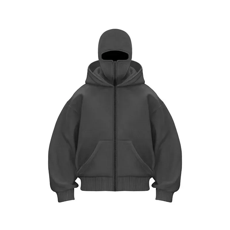 2025 Autumn Men Balaclava Y2K Gothic Harajuku Winter New Item Double Hooded Sweatshirt Men's Hooded Mask Zipper Sportswear Women — image 11