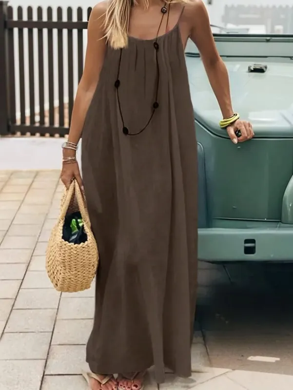 Casual Solid Loose Dress For Women Sexy Sleeveless Spaghetti Strap Backless Lace-up Robe Femme Holiday Beach Party Clothes New — image 15