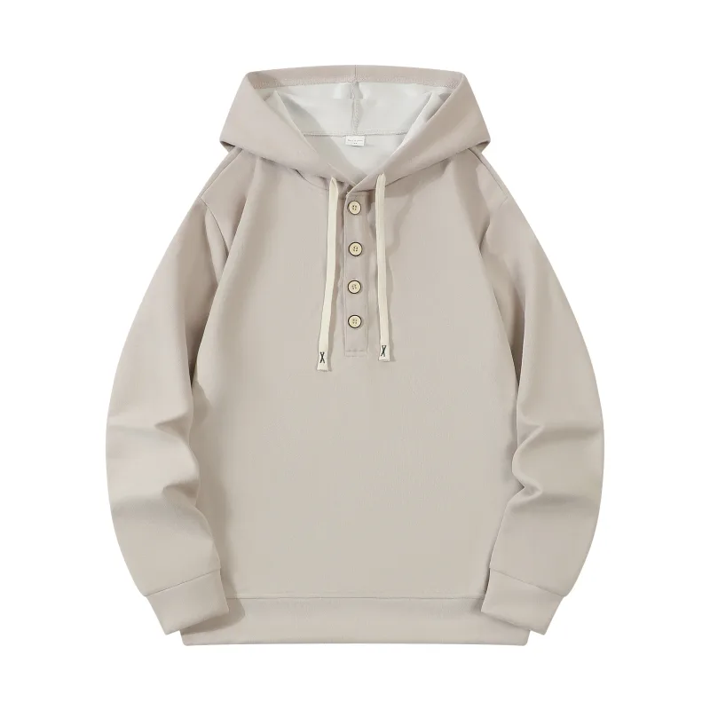Four button hooded sweatshirt autumn winter men's new long sleeved hooded sweatshirt fashionable and casual men's sportswear, — image 8