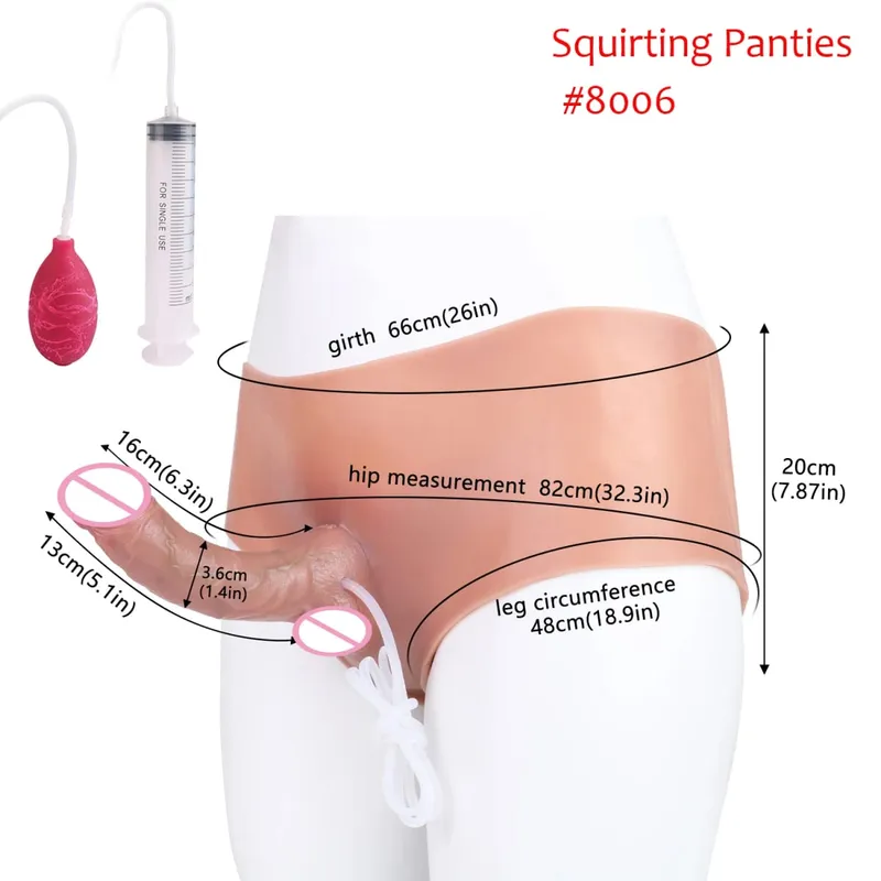 Black Nude Silicone Squirting Panties With Simulated Solid Penis Strapon Big Realistic Ejaculation Dildo Sex Toy For Women