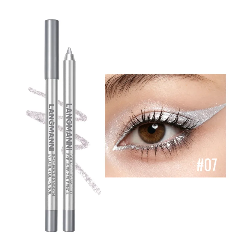 Pearlescent Green Eyeliner Pencil 12 Color Smooth Eye Pigment Glitter Eye Liner Eyeshadow Pen Long-Lasting Waterproof Eye Makeup