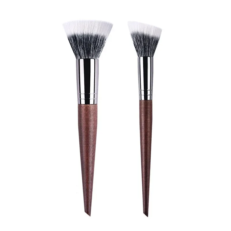 Pinceaux de maquillage professionnels réglage du contour de la poudre pinceau de maquillage multifonctionnel pointillé Blush doux poils de chèvre en bois naturel