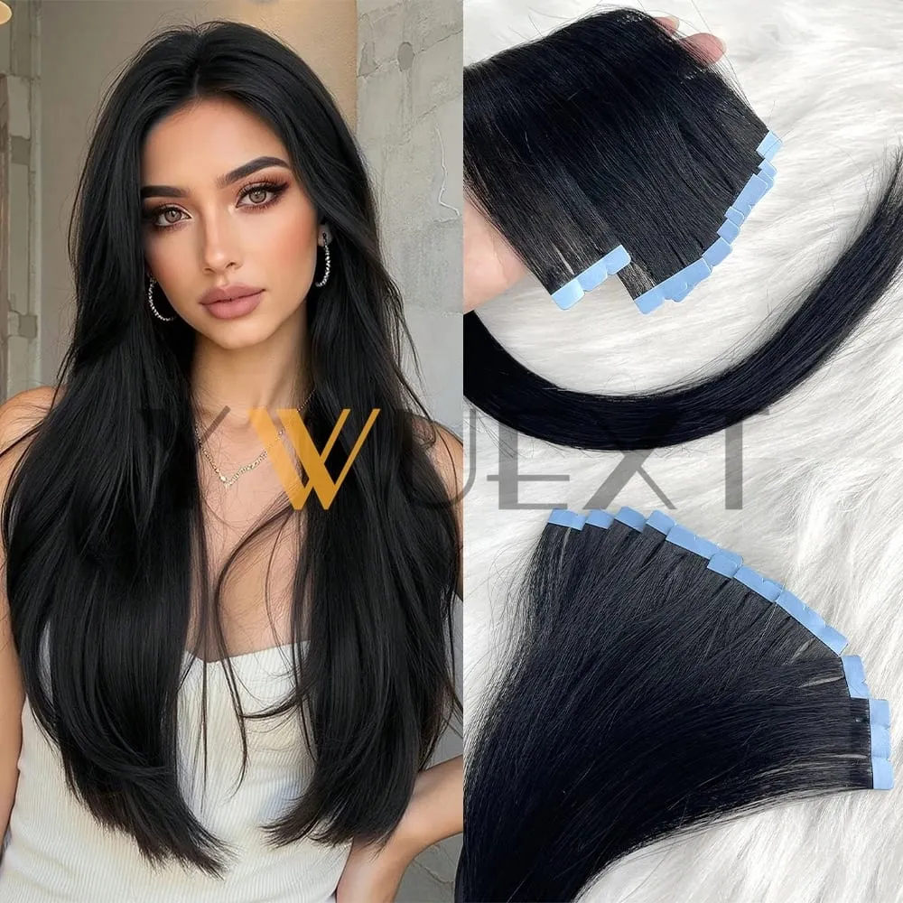 Mini Tape In Human Hair Extensions 12"-20" Machine Remy Skin Weft Adhesive Tape Hair Natural Black Brown Blonde Tape Ons 10pcs
