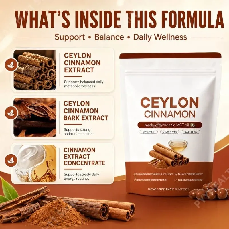 Ceylon Cinnamon Softgels with Organic MCT Oil Metabolic Balance & Antioxidant Support for Men and Women 30 Softgels