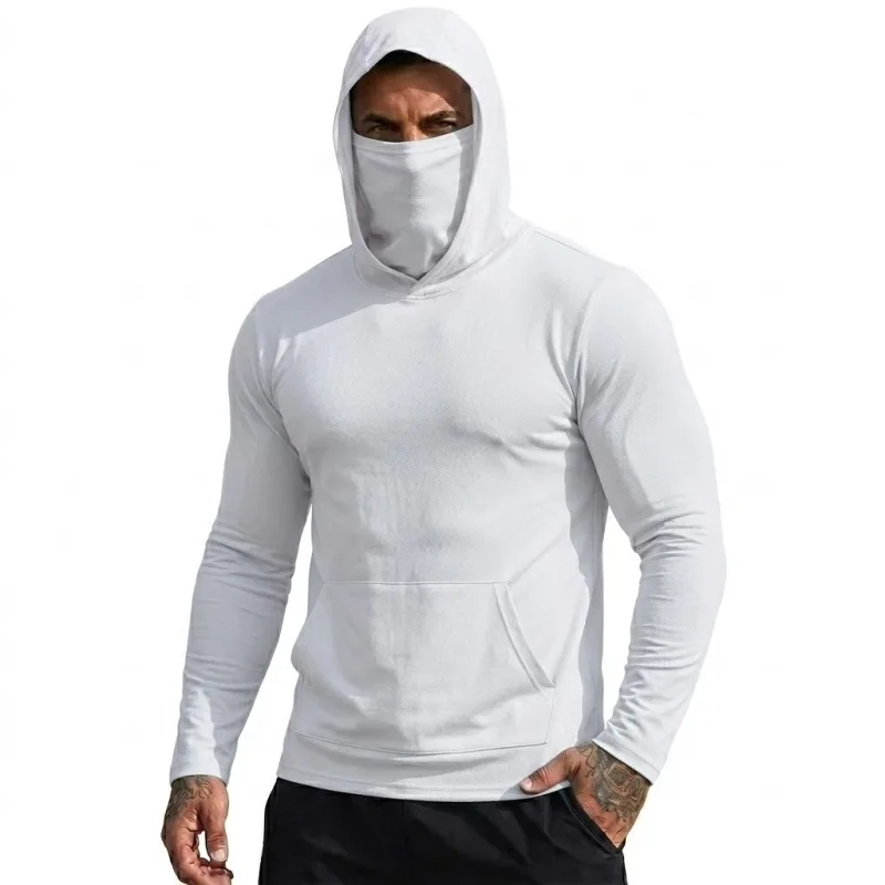 Mens Sun Protection Hooded Tee Quick Dry Long Sleeve Sweatshirt Lightweight Performance Top for Hiking Outdoor Sun Wear Tops — image 14