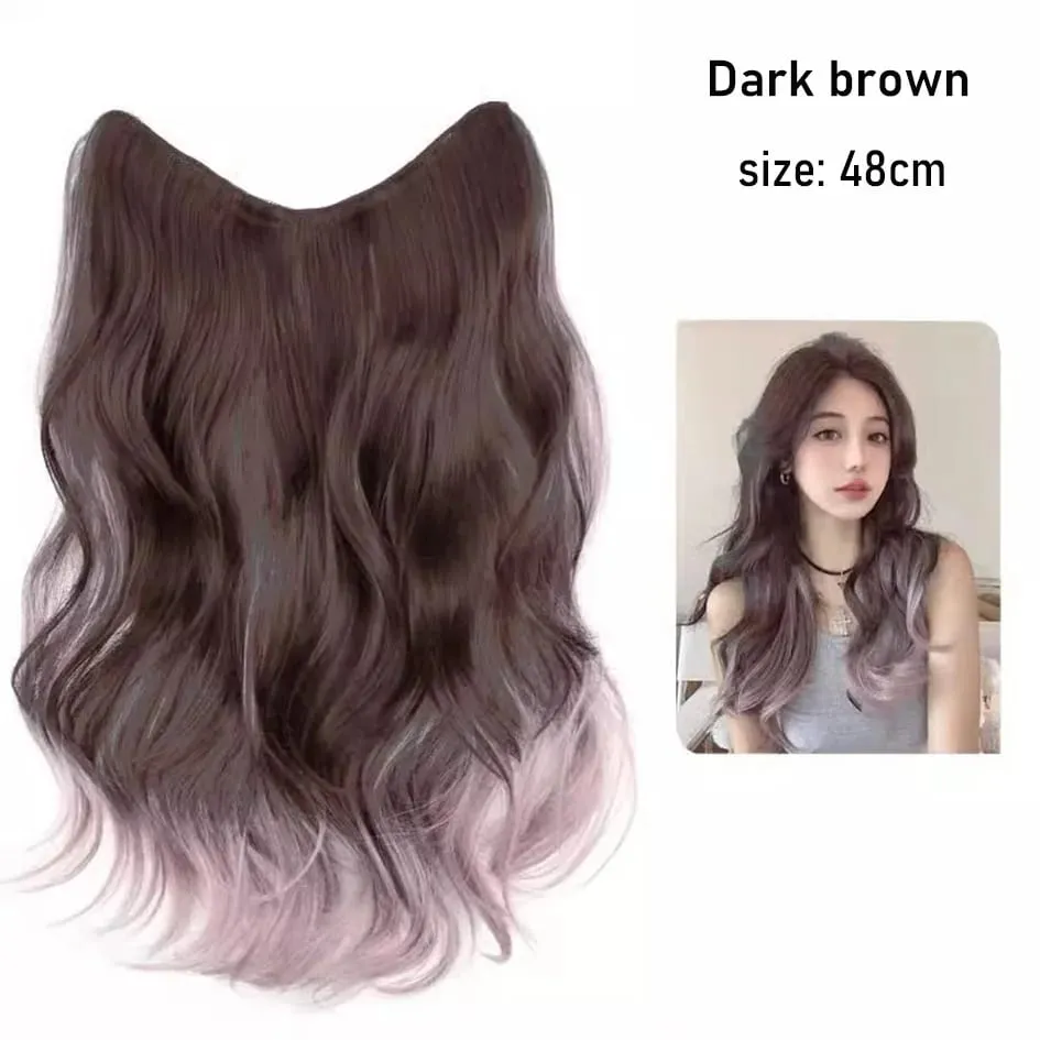 Synthetische 5 Clip 50 cm farbige Haarverlängerungen, Wasserwellen-Perücke, rosa Perücke, graue Perücke, Clip-on-Haarverlängerungen, Weihnachten — image 14