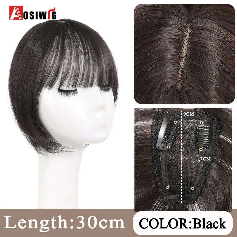 Synthetic Topper Hairpiece Clip-In Bangs Extension Natural Neat Fake Fringe Topper Hairpiece Invisible Clourse Hairpieces