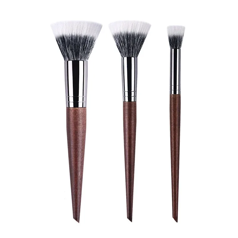 Pinceaux de maquillage professionnels réglage du contour de la poudre pinceau de maquillage multifonctionnel pointillé Blush doux poils de chèvre en bois naturel
