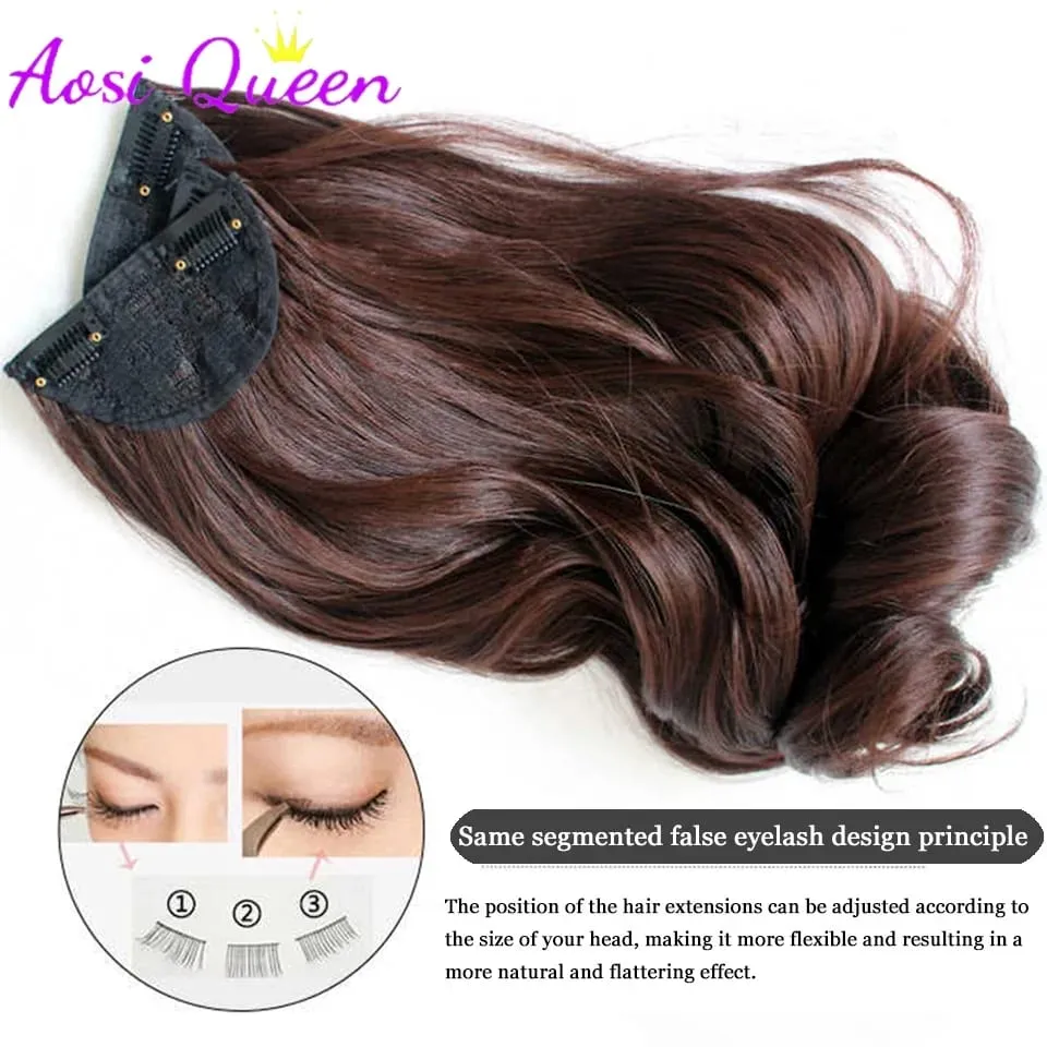 3Pcs/Set 6Clips Hair Extension Black Long Large Wavy Curls Natural Hair Hairpiece Heat Resistant Fiber For Women Hairstyle — image 5