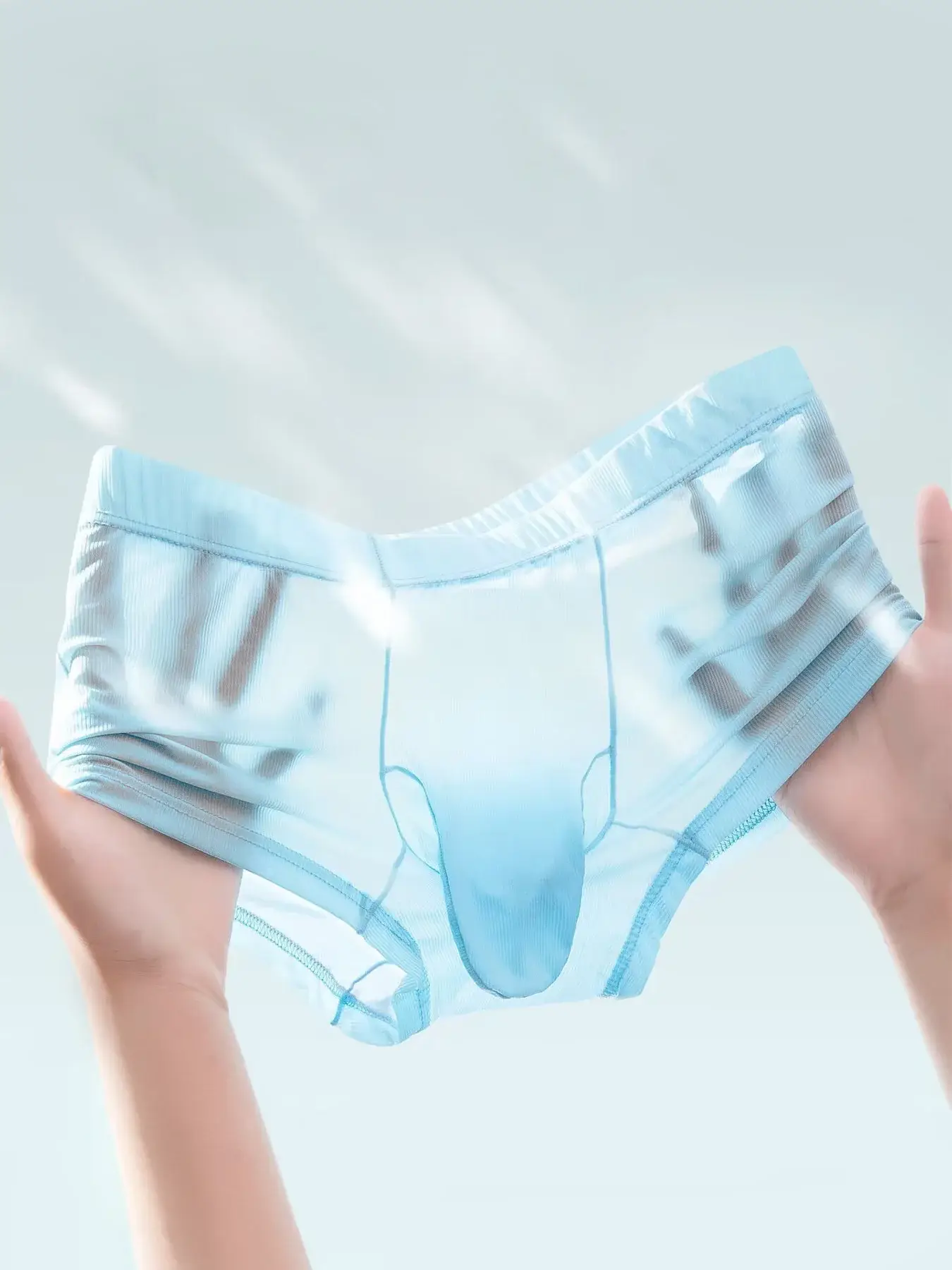 Genomskinliga boxerbyxor Herr Sexiga underkläder Ultratunna kalsonger Se Through Ice Sidenbyxor Släta glansiga underkläder — image 21