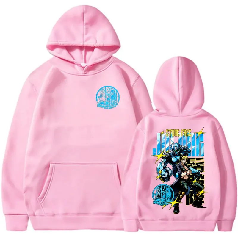 Anime Jojo Bizarre Adventure Stone Free Jolyne Cujoh Hoodies Men's Clothing Fashion Pullovers Long Sleeves Oversized Sweatshirts
