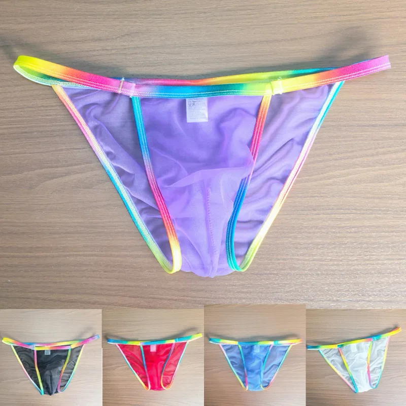 1pc Men Sexy Sheer Briefs Ultra Thin See Through Underwear Low Rise U Convex Pouch Mesh Breathable Panties Clubwear