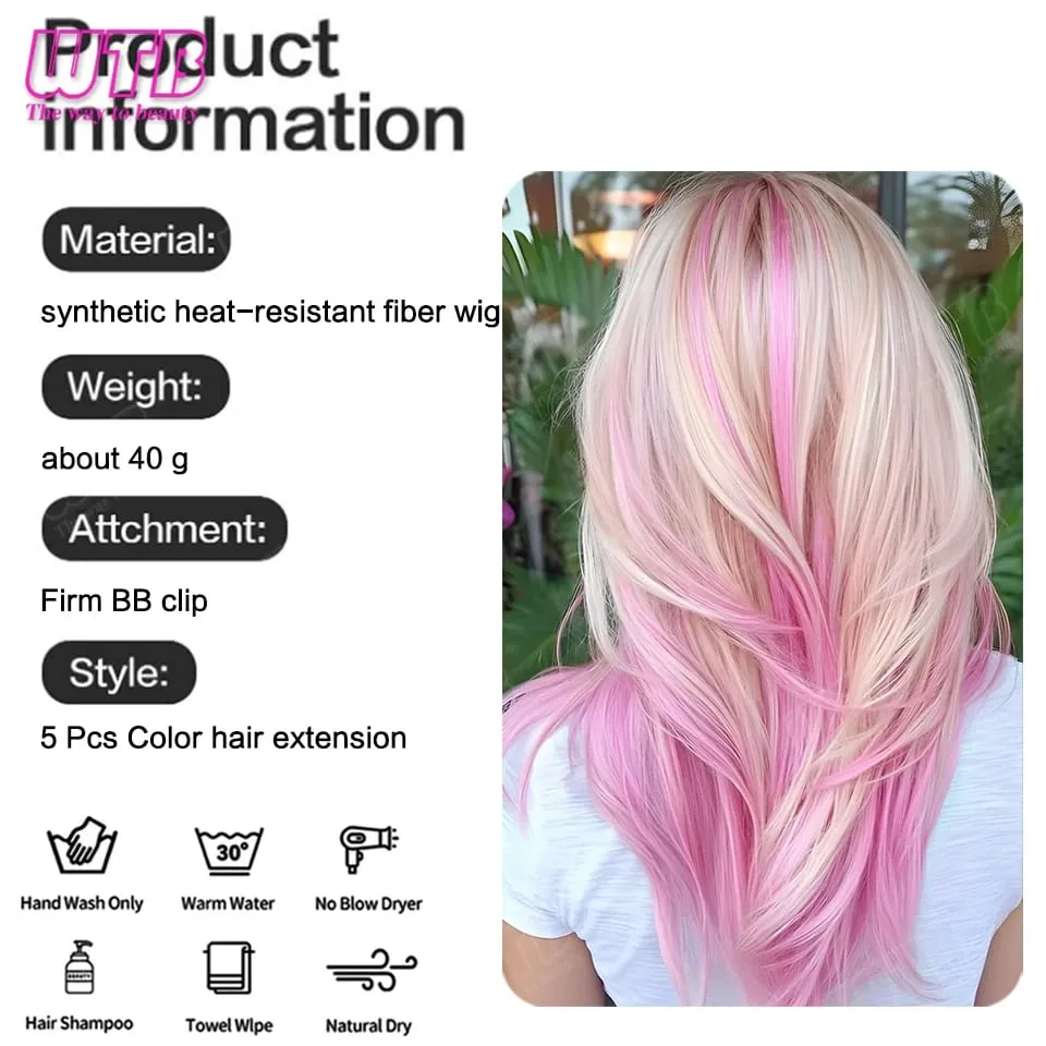5Pcs Synthetic Wig BB Clip Style Color Straight Hair Extension Wig Suitable for Women and Girls to Wear at Holidays and Parties — image 7