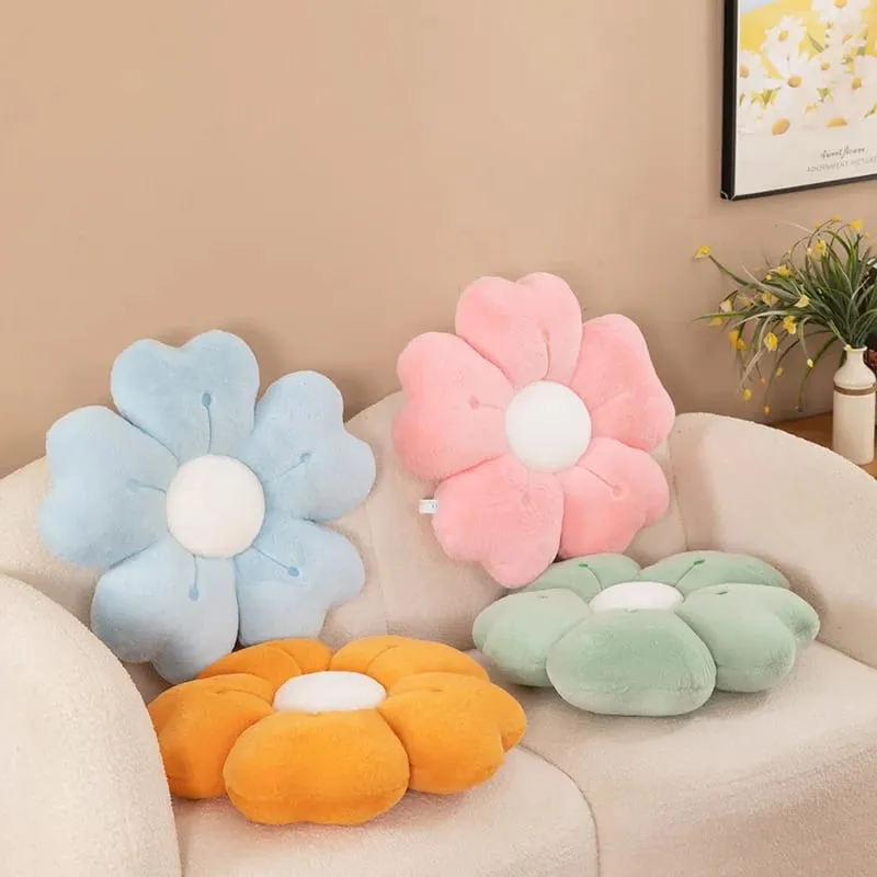 Plush Pillow Comfortable Daisy Flower Shaped - Cute Decorative Pad for Bed and Sofa Soft Polyester Fabric