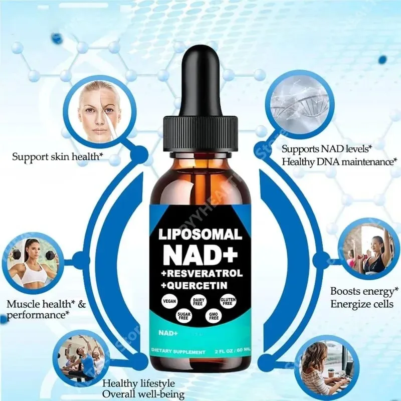 Liposomal NAD+ Supplement with Resveratrol Quercetin and Vitamin B3 – Supports Healthy NAD+ Levels and Cellular Health – 60ml — image 2