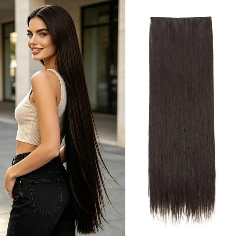 Synthetic 32Inch/40Inch Super Long Straight Clip In Hair Extensions Heat Resistant Hairpiece for Women Daily Party Use