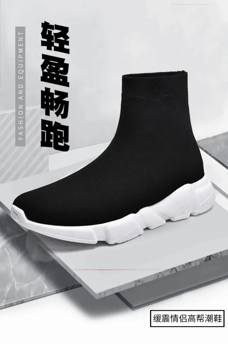 Classic Black High Top Sneakers For Men Women Designer knit Shoes Men's Casual Sneakers Comfortable Slip-on Women's Sports Shoes