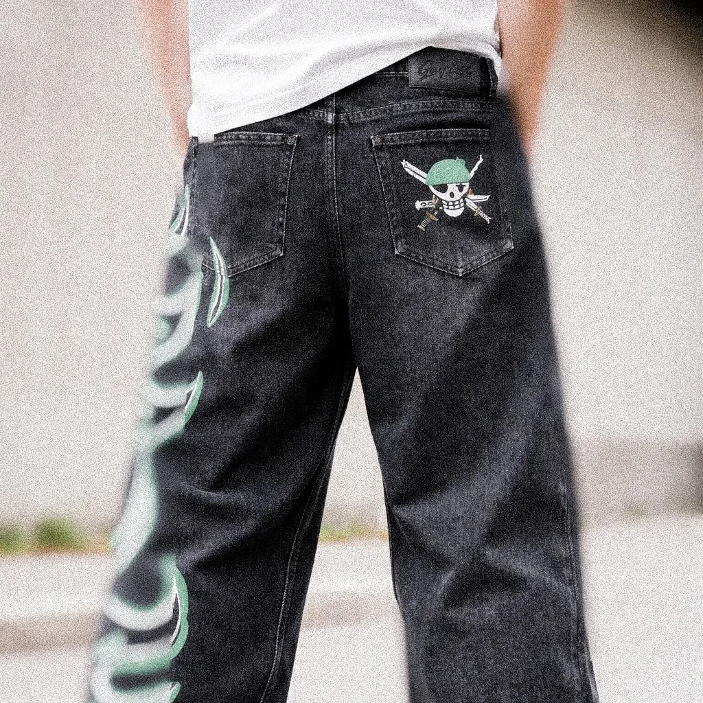 High Street Y2k Baggy Zoro Knife Jeans Vintage Wide Leg Denim Pants Popular Jeans Streetwear Harajuku Trouser Men Clothing — image 3