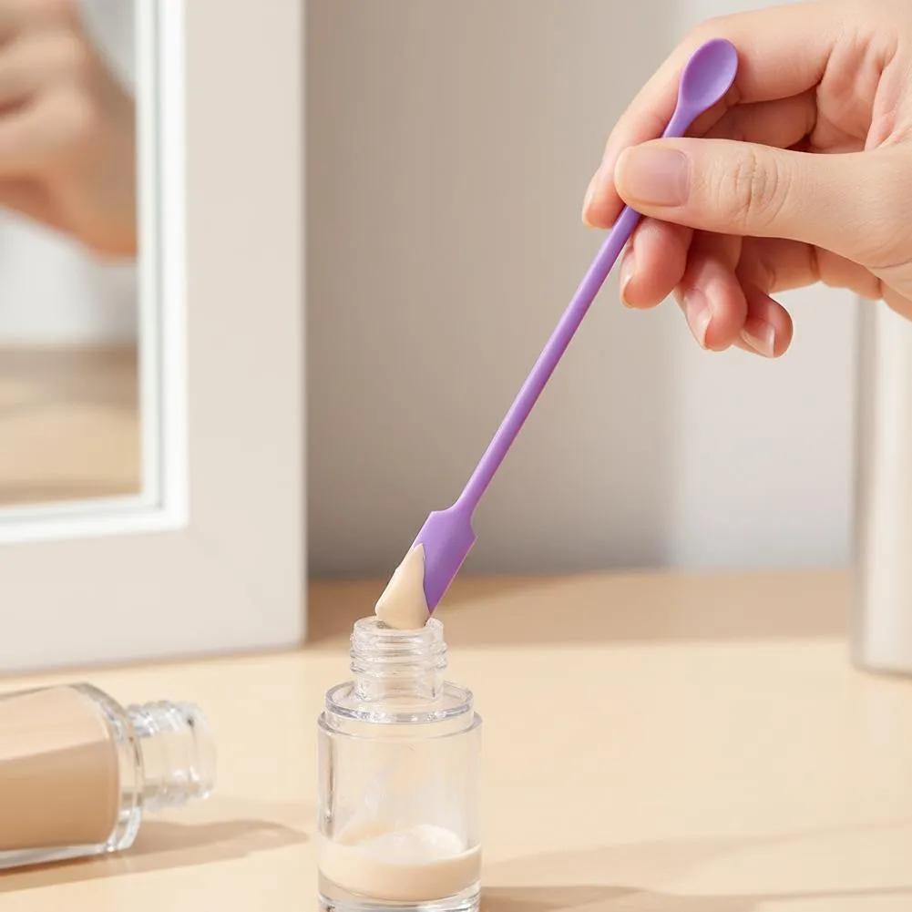 3pcs Portable Mini Silicone Scraper Soft Lengthened Face Mask Brush Double-head Jam Scraping Spoons Makeup Brushes Set