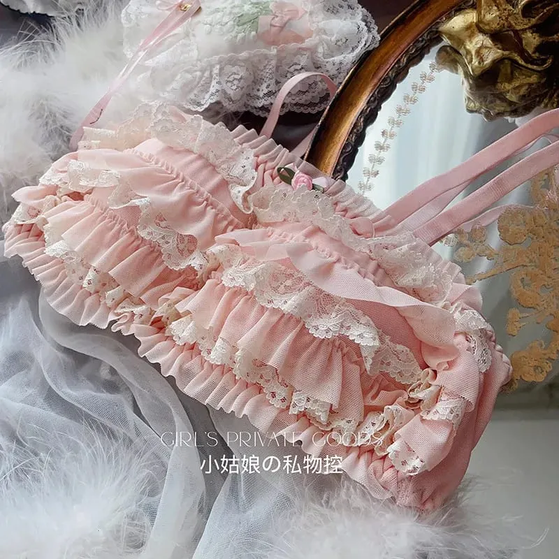 Vintage Cake Ruffles Lace Sweet Sexy Wire-free Women's Lingerie Sets — image 7