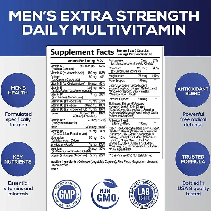 Men's Multivitamin Supplement-Daily Multivitamins and Nutrients To Support A Healthy Active Lifestyle Energy Heart Brain Health — image 2