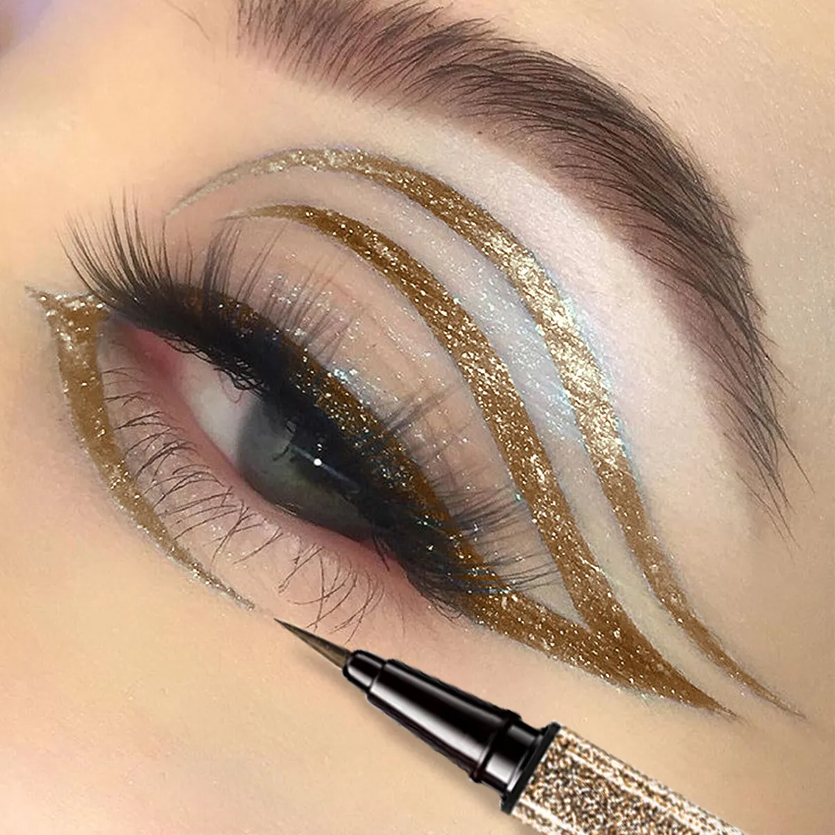 1 STK Glitter Flydende Eyeliner Blyant Vandtæt Lilla Pink Blå Eye Liner Pen Langtidsholdbar Hurtigttørrende øjenmakeup til kvinder — image 4