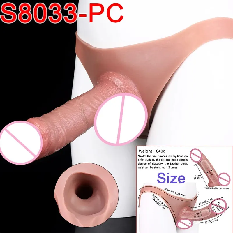 Male Strap-On Long Hollow Dildo Ultra Realistic Penis Extend Sleeve Pants насадка на член Male Cock Cover Sex Toys — image 25