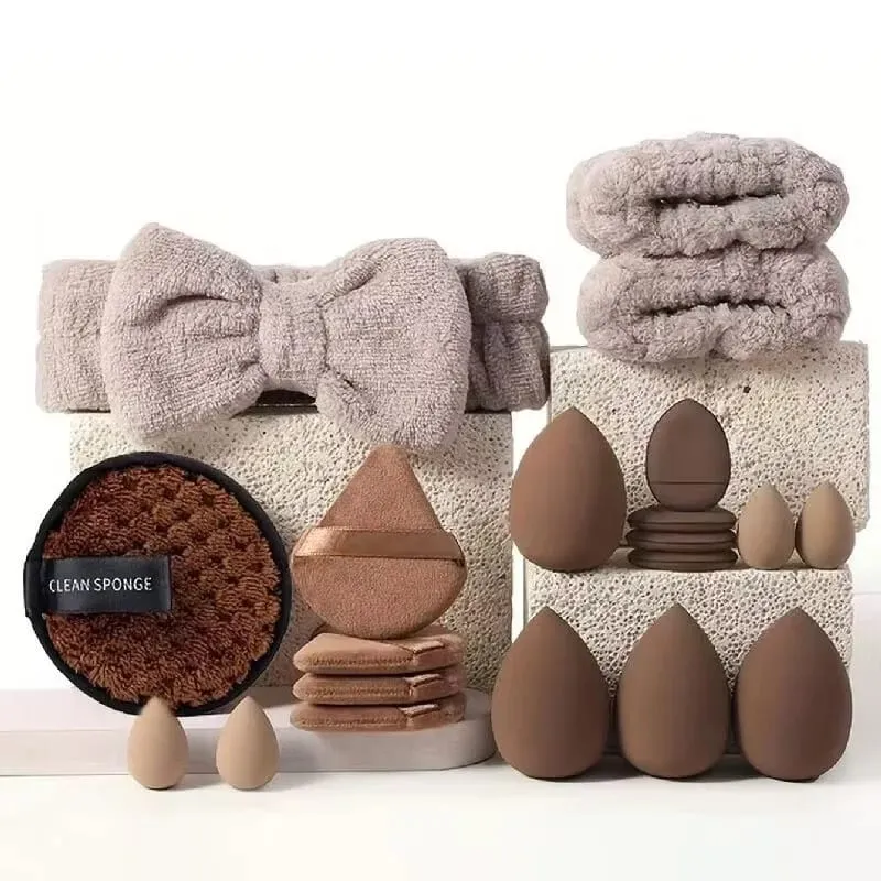 All In One 20/40Pcs Makeup Brushes Set Beauty Sponge Makeup Puff Headband & Wristband Professional Cosmetic Tools Gift — image 8