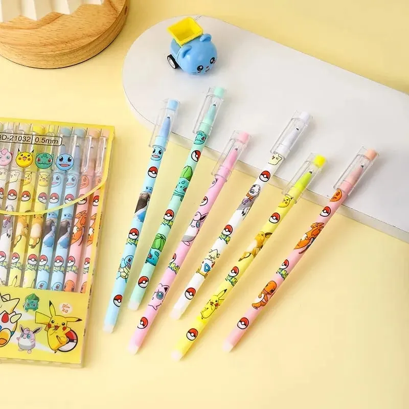 12pcs/box Pokemon Gel Pen Anime Pikachu Cartoon Erasable Writing Signature Pen Student Learning Supplies Stationery for Children — image 2