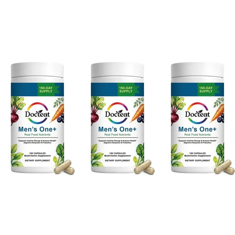 Docteat Men's One+ Real Food Nutrients Capsules with Vitamins & Minerals for Energy Immune & Digestive Support Men 150 Capsules
