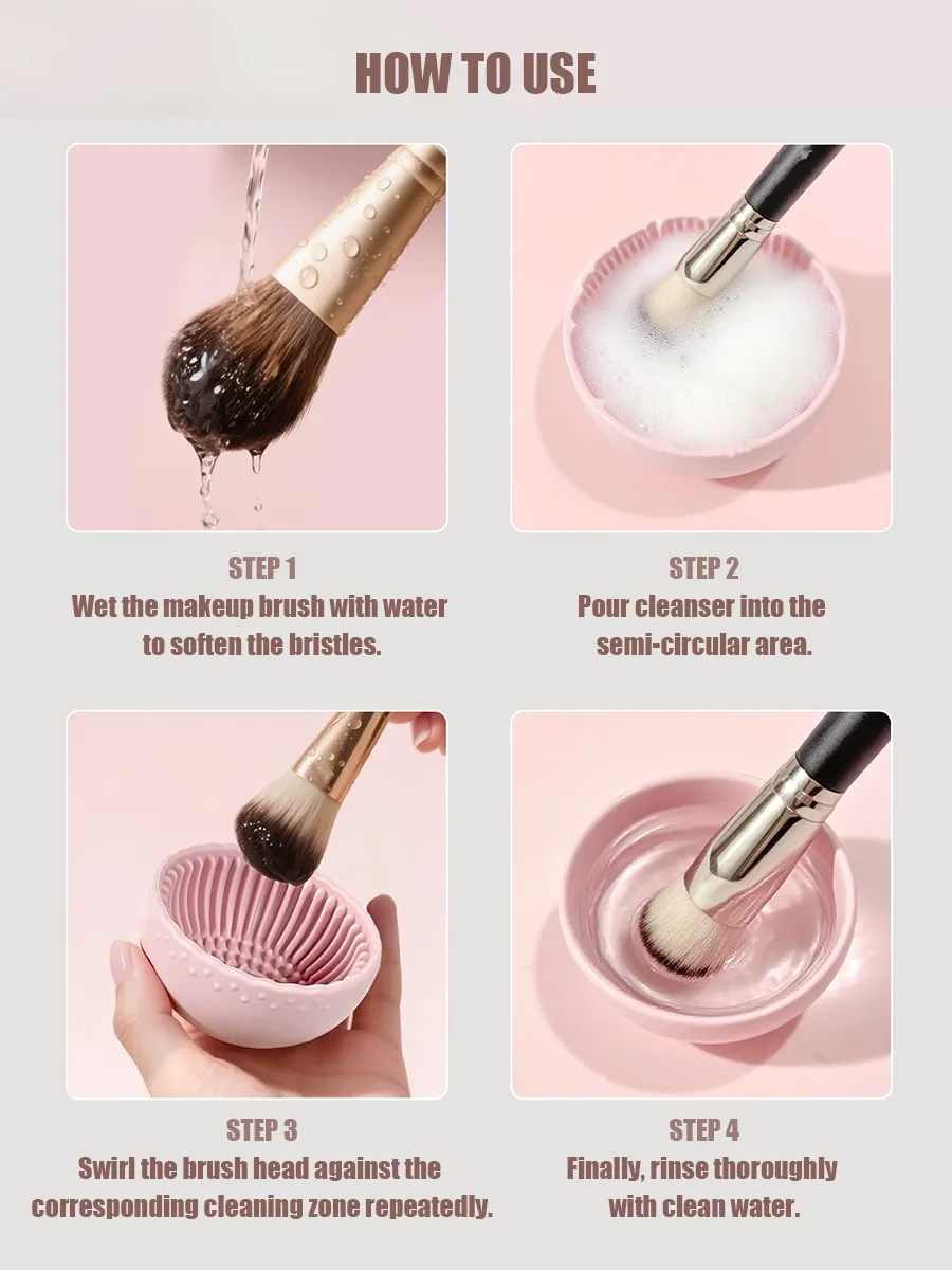 Mini High Appearance Makeup Brush Cleaner Bowl Shaped Washing Tool Cleans Brushes Cushion Puffs Sponges Space Saving Portable — image 5