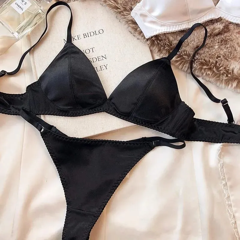 Women Sexy Lingerie Hot Underwear Triangular Cup Bra Set Small Chest Top Support Bra Comfortable Push Up Bra Breathable Seamless — image 9