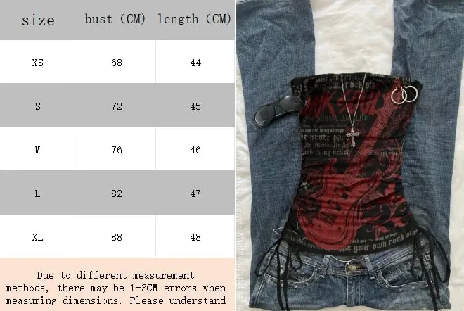 Women's Casual Retro Drawstring Front Cut Vest Suitable for Y2K and Guitar Prints in Spring and Summer — image 5