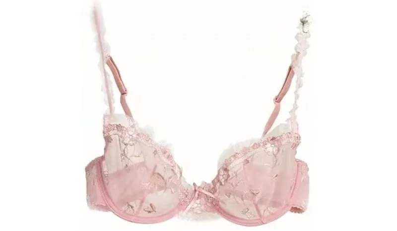 Σετ σουτιέν χωρίς επένδυση γαλλικού στυλ | Μισό φλιτζάνι δαντέλας ελαχιστοποίησης για μεγάλο μέγεθος φλιτζανιού Χωρίς επένδυση Λεπτά διαφανή εσώρουχα κατά της χαλάρωσης BANERDANNI
