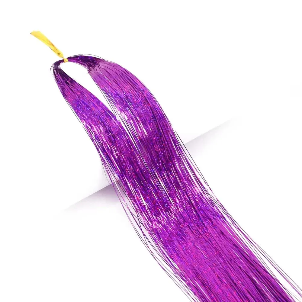 Sparkle Shiny synthetic Hair Tinsel Hair Extensions Dazzles Women Hippie for Braiding Headdress Hair Braiding Tools Long 120cm — image 12