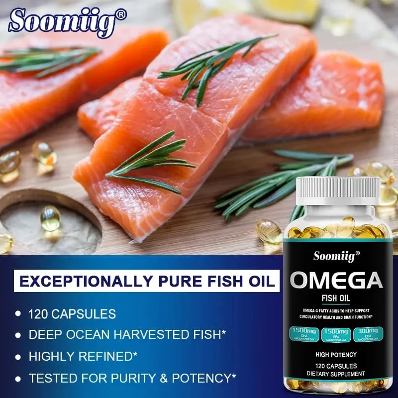 Omega 3 Fish Oil Softgels 3300mg Υψηλής Δυναμικότητας με EPA & DHA Υποστηρίζει Ενέργεια Εγκεφαλική Καρδιά Άρθρωση Οφθαλμών Δέρμα & Ανοσία Υγεία