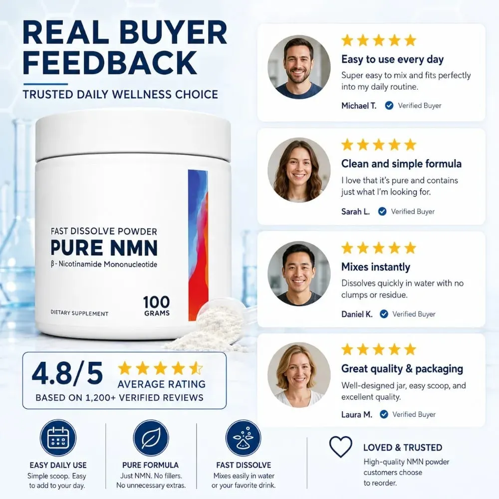 NMN Powder 100g 99 Purity Fast Dissolve β-Nicotinamide Mononucleotide NAD+ Cellular Energy Support 200 Servings Supplement — image 5